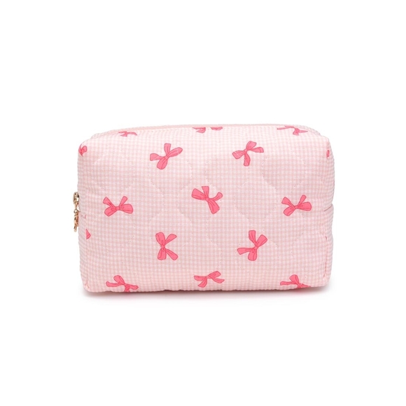 Women's Cosmetic & Travel Bow & Tell Pink Makeup Organizer Pouch - Picture 3 of 5